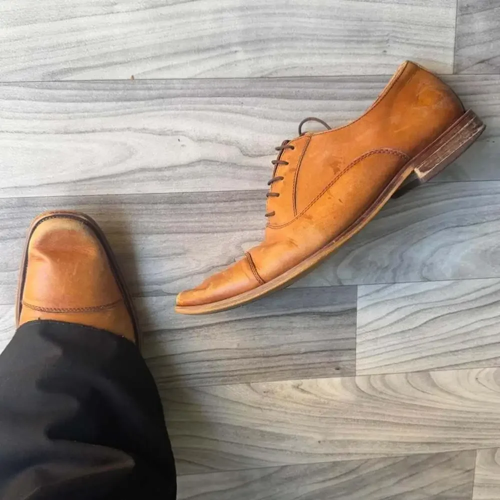 Nordstrom Tan Leather Oxford Dress Shoes Size 10.5M